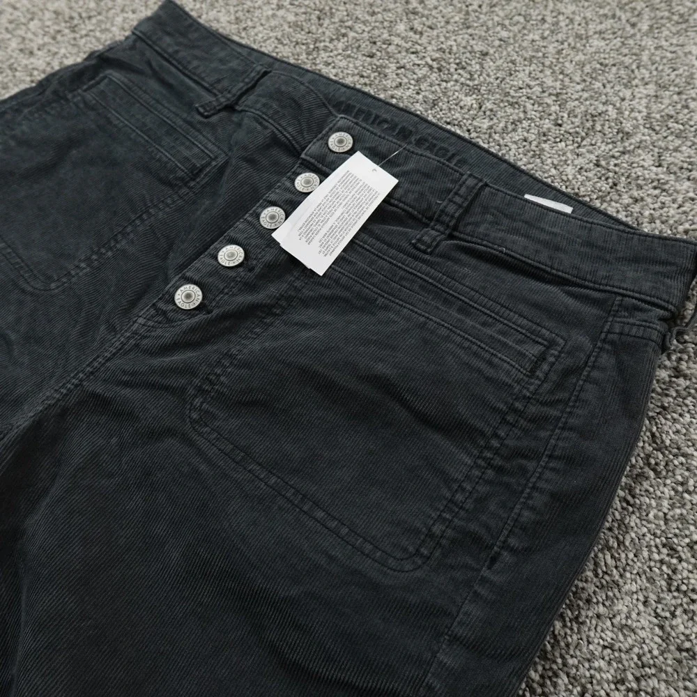 NEW American Eagle Jeans Womens 16 Blue Gray Corduroy Hi Rise Flare Flex Stretch - Picture 2 of 14